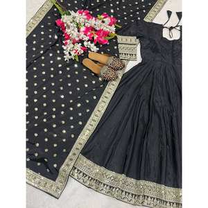 Vestidos de Noche de Diseñador, Hermoso Vestido Anarkali con Dupatta para Fiestas - Product Image 1