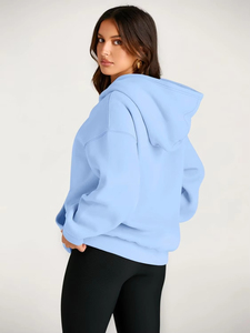 Sweat-shirt à capuche surdimensionné pour femme avec logo personnalisé, fabricant de sweats à capuche de luxe en coton lourd - Product Image 2