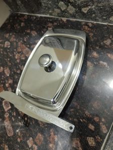 Beurrier ovale multifonction en acier inoxydable durable avec couvercle rabattable et cuillère, pour la conservation de la fraîcheur, vaisselle de cuisine artisanale - Product Image 5