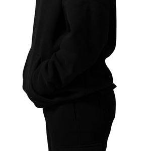 Sudadera con Capucha Negra para Mujer, de Manga Larga, Forro Polar, Informal, para Gimnasio, Ejercicio, Ropa Deportiva, Suave y Cómoda, con Bolsillo Tipo Canguro - Product Image 4