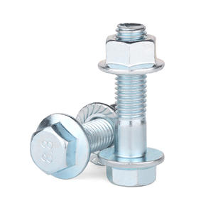 J&Gong <b>Flange</b> <b>Bolt</b> And Nut Set M5 M6 M8 M10 8.8 Grade Blue White Zinc Plated External Hexagonal With Washers - Product Image 1