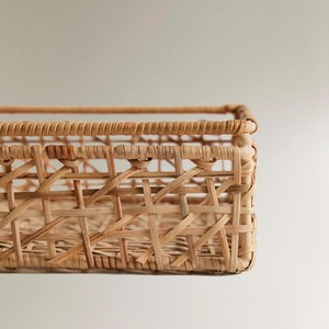 Plateau de service rectangulaire classique en rotin, fait main, panier en osier naturel pour le service et l'organisation - Product Image 2