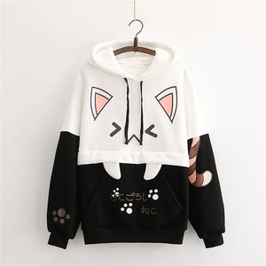 เสื้อสเวตเตอร์มีฮู้ดลายการ์ตูนแมวน่ารักสำหรับผู้หญิง แขนยาว มีกระเป๋า สำหรับฤดูใบไม้ร่วง - Product Image 5