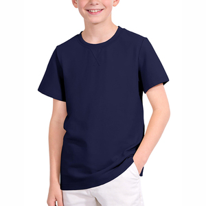 Camisetas escolares al por mayor con logotipo personalizado, cuello redondo, manga corta, camisetas de algodón para niños - Product Image 4