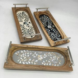 Plateaux décoratifs en bois au design élégant, plateau de service en bois avec poignée, plateau de service en bois à prix de gros d'usine - Product Image 6