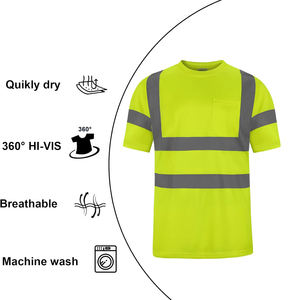 Camiseta Reflectante de Alta Visibilidad con Logotipo Personalizado, Camiseta de Trabajo de Manga Corta, Tela de Alta Calidad y Cinta Reflectante Ancha para una Buena Visibilidad - Product Image 4