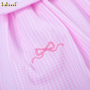 DR4598-<b>Girls</b> <b>Pink</b> Plaid Bow Embroidered Eco-Friendly Breathable Mini <b>Dress</b>-ODM Children's Spring Summer 100% Cotton - Product Image 4
