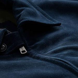 Chaqueta de Cuero Azul Marino para Hombre, Estilo Urbano, Cuello Alto, Logotipo Frontal, Abrigo de Invierno, Venta al Por Mayor, 100% Cuero, Color Personalizado - Product Image 3