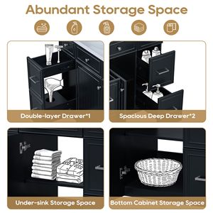 Mobile bagno shaker da 36 pollici con lavabo singolo integrato, ante e cassetto con chiusura ammortizzata - Product Image 3