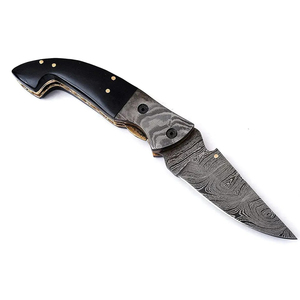 Cuchillo de Bolsillo Burraq Hecho a Mano con Acero de Damasco, Mango Elegante y Funda de Cuero, Punta de 7 Pulgadas, Ideal para Regalos y Actividades al Aire Libre - Product Image 1