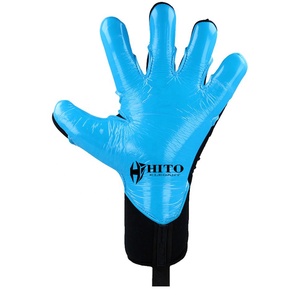Best Manufacture Black and Blue Soccer Goalkeeper <b>Gloves</b> Breathable and Rubber Inject with Negative Cut - Product Image 3
