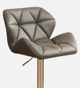 Grey Leatherette Modern Bar <b>Stool</b> Swivel Counter Height Kitchen Furniture <b>Cushioned</b> Seat Ergonomic Metal Frame Adjustable Desi - Product Image 5