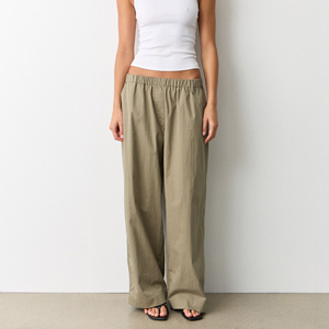 Pantalones de yoga anchos de cintura media estilo hip hop para mujer, 100% nailon, con cordón ajustable, bolsillos, para gimnasio, deportes, correr, estilo holgado - Product Image 1