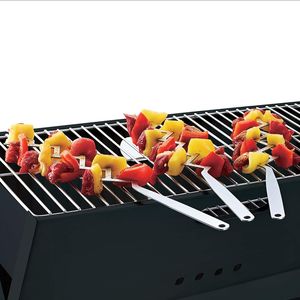 Set di 4 Spiedini in Acciaio Inox Spazzolato ZIG ZAG, 15 Brocchette per Kabob Riutilizzabili Stile Ramo Piatto per Barbecue e Forno - Product Image 2