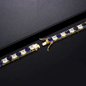 Cadena Hip Hop para Hombre, Chapada en Oro de 14K, Plata de Ley, con Diamante Azul Cultivado en Laboratorio - Product Image 2