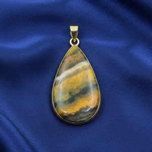 Colgante de Jaspe Bumblebee en Forma de Lágrima, Plata de Ley 925, Chapado en Oro Rosa y Oro Amarillo, Joyería de Piedra Natural Hecha a Mano, Regalo - Product Image 6