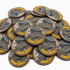 Patch en caoutchouc PVC personnalisé en gros, logo 3D masque de renard, emblème rond en silicone souple à coudre pour sac, veste, uniforme - Product Image 6