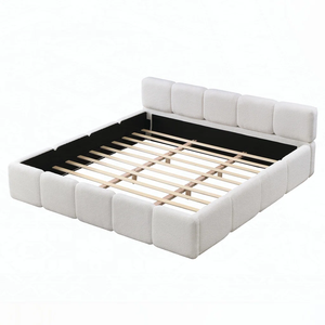 Linen Blend <b>Queen</b> <b>Size</b> Solid + Manufactured Wood Metal Vietnam Modern Solid Wood <b>BED</b> HEADBOARD MD02 - Product Image 2