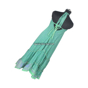 Nuevo Vestido Bohemio de Seda Sari Indio para Mujer, Compra en Línea Directamente del Fabricante, Elegante Vestido de Noche sin Mangas para Damas - Product Image 3