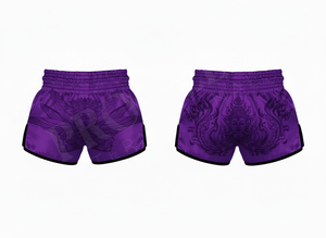 Shorts de Muay Thai personnalisés de haute qualité, imprimés par sublimation, avec nom de marque, coupe ample, pour entraînement de kickboxing - Product Image 3
