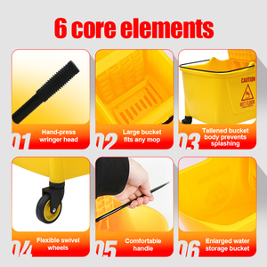 Carro Escurridor de Trapeador Comercial <span class=keywords><strong>con</strong></span> Mango Ergonómico <span class=keywords><strong>y</strong></span> Sistema de Prensado Rápido Ruedas Suaves Cubo Universal para Limpieza de Pisos - Product Image 3