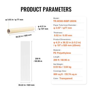 Pellicola Protettiva Autoadesiva per Tappeti 91 cm x 508 cm, Facile Installazione, Protezione per Superfici, Tappetini Protettivi in Polietilene - Product Image 5