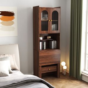 Scrivania Convertibile Multifunzione per Ufficio Domestico con Ripiano e Cassetto, Scrivania Pieghevole con Armadietto - Product Image 3