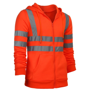 Veste de travail haute visibilité imperméable et réfléchissante à fermeture éclair, avec capuche de sécurité, manches longues, uniforme pour la circulation routière, en polyester - Product Image 5