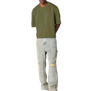 Camiseta recortada Unisex de algodón 100% para hombre, tela pesada, transpirable, cuello redondo, manga corta, ropa para hombre 2026 - Product Image 3