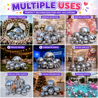 Ballons Miroir Gonflables Géants en PVC, Grandes Sphères Décoratives Brillantes, Décoration de Fête Disco, Boule de Noël Réfléchissante à Gonfler