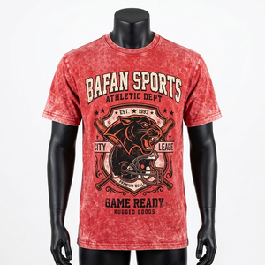 Camiseta para Hombre con Lavado Ácido, 240 GSM, Tela de Algodón Grueso, Diseño de Pantera Roja Desgastada, Impresión Personalizada - Product Image 1