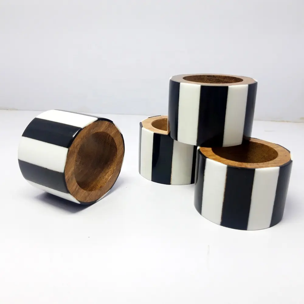 high quality Tissue Holder Custom Color Best Selling Acacia Wood Decorative Napkin Holder Rings For Table Decorative From India