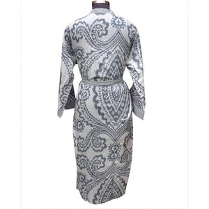 Bata Kimono de Dormir para Mujer, Otoño, Ecológica, 100% Algodón, Cuello en V, Cierre con Cinturón, Transpirable, Estampado Floral, Corte Holgado - Product Image 6