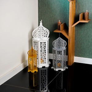 Decoración para el Hogar de Ramadán Kareem Eid, Linterna Hecha a Mano de Hierro con Diseño de Luna Creciente y Estrella, Estilo Mezquita, para Fiestas Islámicas - Product Image 5