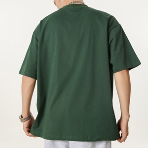 เสื้อยืดคอกลมแขนสั้นผู้ชาย ผ้าฝ้าย 100% สีพื้น ทรงลำลอง ความยาวปกติ ผ้าถักย้อมสีเรียบ - Product Image 3