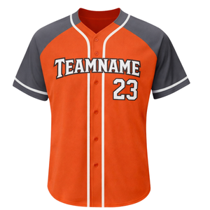 Jersey de Softbol Sublimado con Botones para Mujer, Corte Ajustado, Naranja y Gris, Uniforme Personalizado para Equipo con Número Impreso en la Espalda - Product Image 2