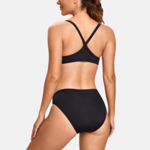 Whole Sale Cross Hanging High Waist Bikini Push Anti-Bacterial Micro Bra Solid Front Sexy Women Bandage Two Piece <b>Thong</b> Swimsuit - Product Image 6