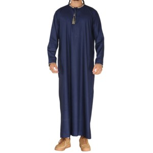 Modern Kuwait Style Lightweight Breathable Polyester Vintage Plus Size Long Sleeve <b>Mens</b> <b>Thobes</b> Jubbah Manufacturer 2025 High - Product Image 1