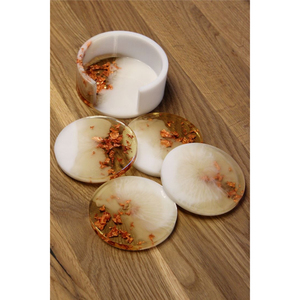 Teal Geode <b>Resin</b> Coasters Set With Luxury Gold Leaf Edges Modern Agate Style <b>Epoxy</b> Drink Coasters For Home Decor & Housewarming - Product Image 5