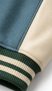 Sustainable American Style Winter Varsity <b>Jacket</b> Eco-Friendly Hooded Front Logo Embroidery Patches - Product Image 4