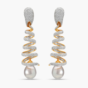 Boucles d'oreilles pendantes tendance avec pavé de diamants et imitation perle, plaqué or 18 carats, bijoux de mode pour femmes - Product Image 2