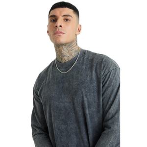 Camiseta de Manga Larga para Hombre, de Alta Calidad, 100% Algodón, Estilo Urbano, Lavado Ácido, Ajustada, de Secado Rápido, Anti-Pilling, con Logotipo Personalizado OEM, Venta al Por Mayor - Product Image 3