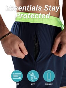 Beach Shorts For <b>Mens</b> with Compression Liner 2 in 1 Solid Swimming <b>Trunks</b> Breathable Quick Dry Swim Shorts with Zipper Pockets - Product Image 4
