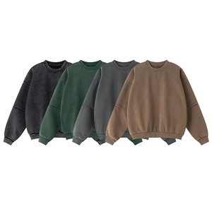 Sudadera Oversize con Cuello Redondo y Lavado Ácido para Hombre, Algodón Desgastado Personalizado, Felpa Francesa de Alto Gramaje, Ecológica, Estilo Urbano Casual - Product Image 4
