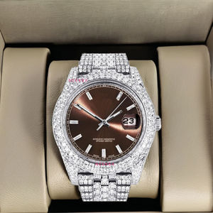 Montre Moissanite élégante et abordable, montre analogique Moissanite de style classique, montre en diamant à buste sertie à la main 100% pour hommes - Product Image 1