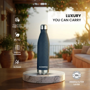Bouteille d'eau thermique en acier inoxydable à double paroi avec isolation sous vide et sangle de transport durable pour les trajets quotidiens, les voyages et les activités de plein air - Product Image 3