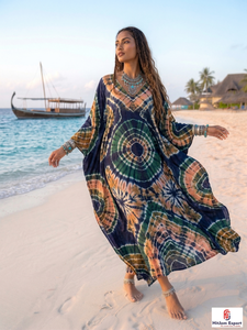 Custom Printed <b>Kaftan</b> Dress for Women Loose Fit <b>Beach</b> Wear Lightweight Fabric Comfortable Stylish Bulk Supply - Product Image 6