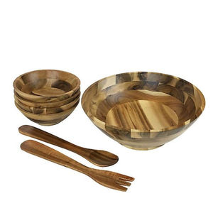 High Quality Wooden <b>Salad</b> <b>Bowl</b> Set Handcrafted Natural Mango <b>Wood</b> Serving <b>Bowl</b> & White Handle Server Eco-Friendly Rustic Kitchen - Product Image 5