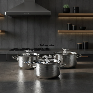 Hand-Hammered Europe Cooking <b>Pot</b> <b>Set</b> Decorative Butterfly Knob Stainless Steel Premium Quality Mirror Polished Casserole for - Product Image 5