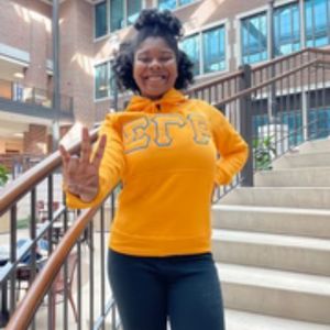 Sigma Gamma Rho Gold <b>Hoodie</b> SGRho Premium Blue Gold Greek Apparel Stylish Sorority Sweatshirt - Product Image 4